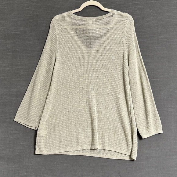 J Jill Sweater Small Beige Linen Lightweight Pullover Top‎ Tunic Beach Coastal - Picture 8 of 12